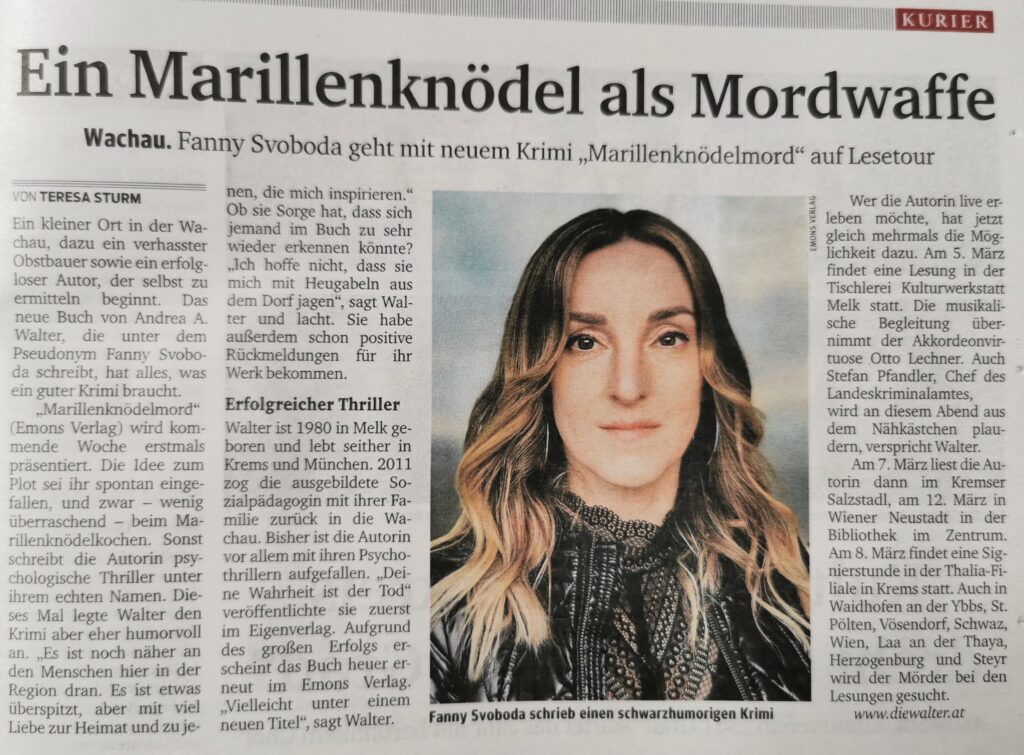 Kurier 1 05 24 mit Andrea A. Walter und Fanny Svoboda Text