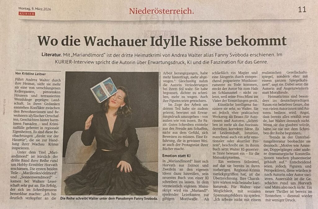 Interview von Andrea A. Walter in der Tageszeitung Kurier